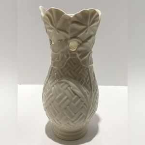 Lenox Basket of Flowers Medium Pansy Vase Ivory w/ Basketweave Design 9" Retired